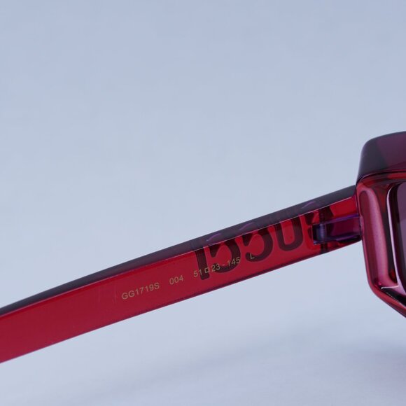 Gucci GG1719S 004 Sunglasses Transparent Red Geometric Frame main image 4